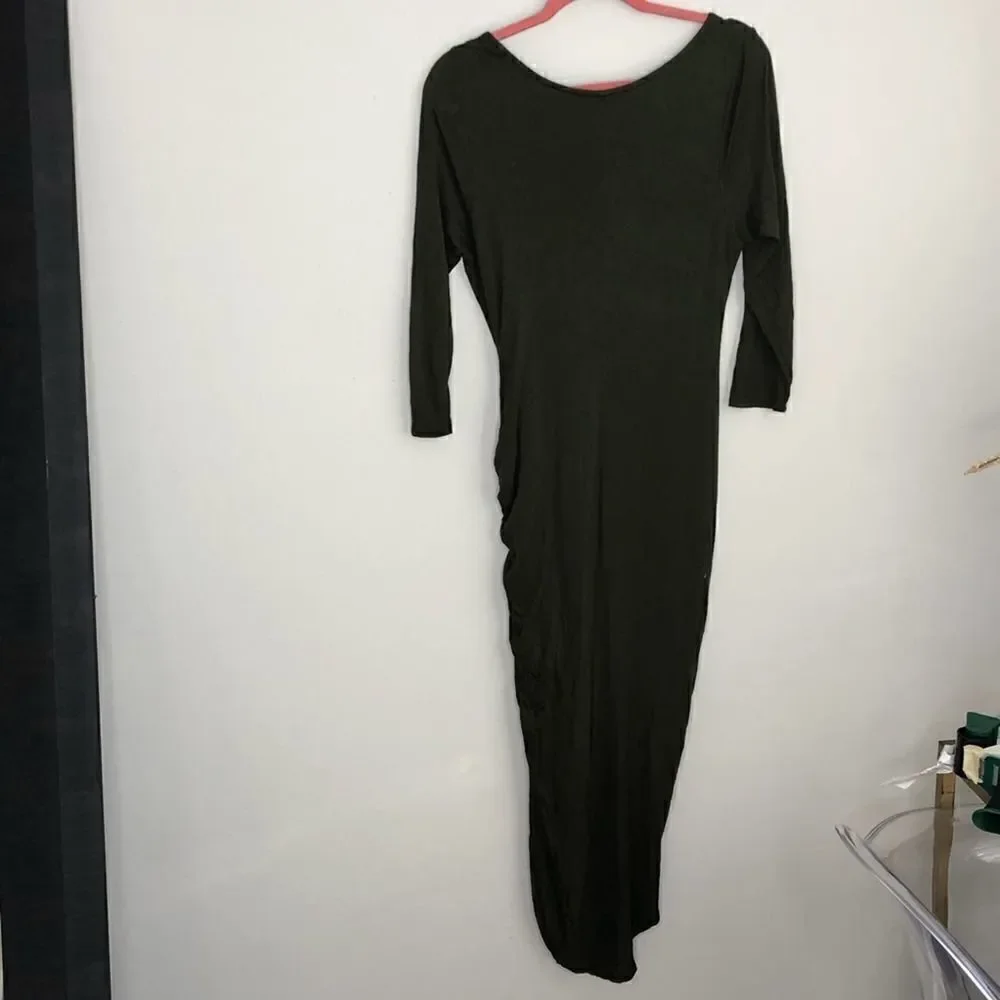 2/$30 Nordstrom The Vanity Room 3/4 Sleeve Olive Army Green Jersey Knot Dress, L